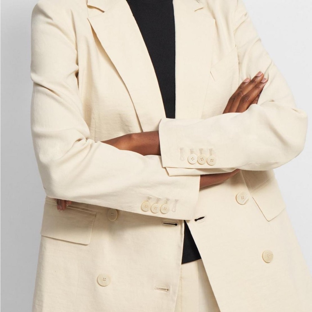Theory Cream Double-Breasted Blazer